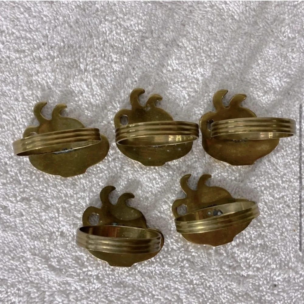Vintage Brass Coffee  Cup Napkin Holders x5 - Picture 3 of 13